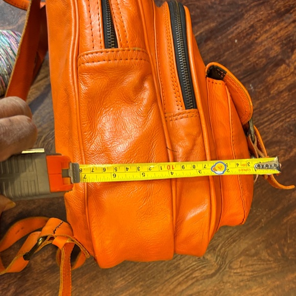 Men's Orange Leather Backpack - Sleek Everyday Carry - Picture 13 of 14